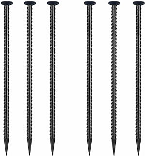 16 Inch Rebar Stakes, Ground Stake, 1/2 Inch Diameter，Galvanized Steel Ground Anchors, Landscpe Stakes, Heavy Duty Metal Spikes，Asphalt Anchor,Used for Speed Bump Wheel Stop and Camping (6 Pack)