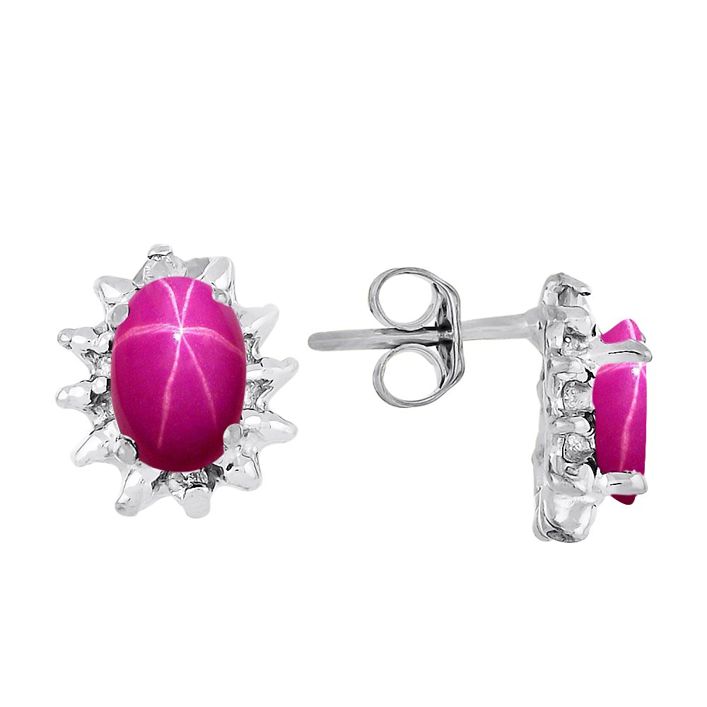Diamond & Star Rubino Set - Anello, Orecchino e Collana Pendente Oro Giallo 14K o Bianco 14K