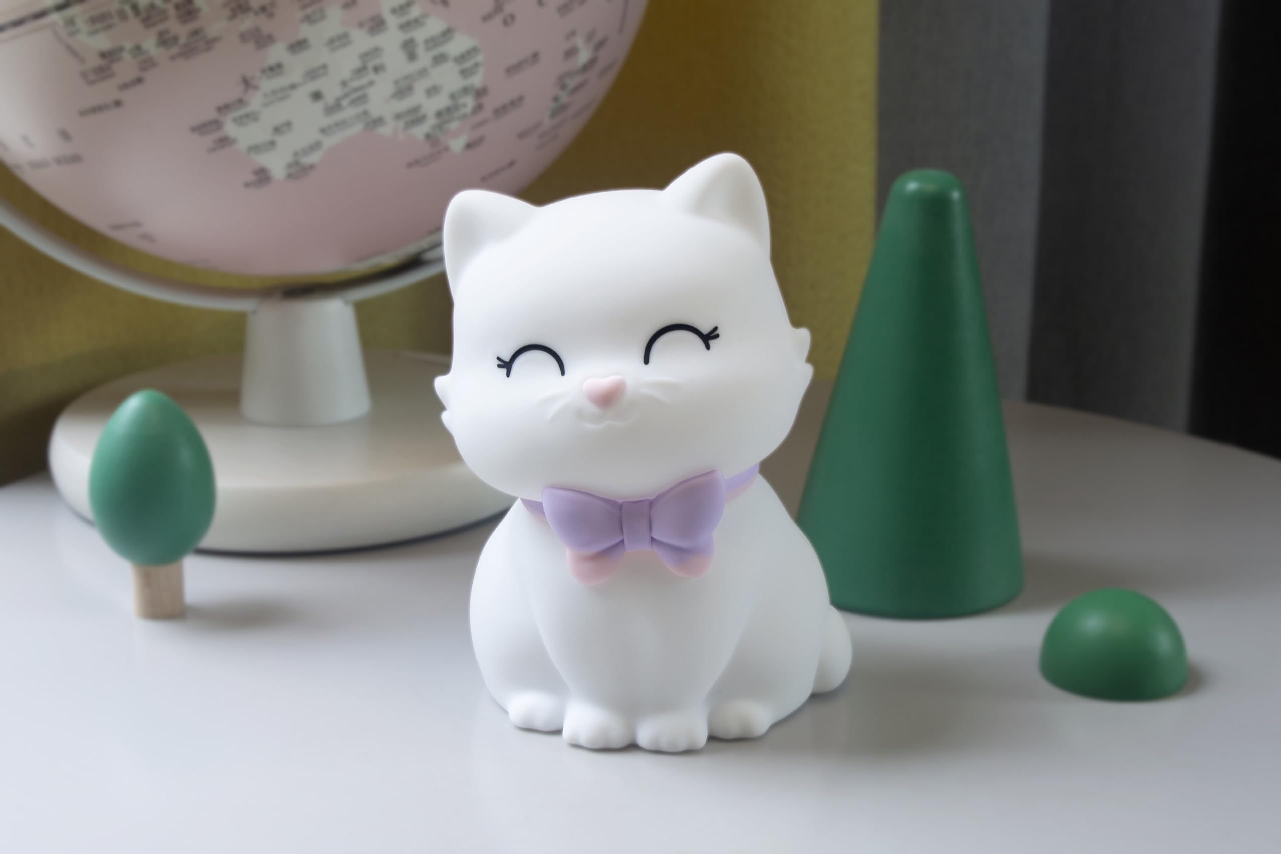 [D]hink DHINK - Lámpara de noche recargable LED de gato, lámpara de noche de silicona para habitación de bebé y niño, lámpara de noche infantil, regalo de nacimiento, color blanco