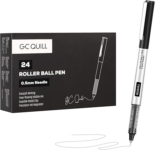 Miniatura 3 de GC QUILL Paquete de 24 bolígrafos de punta fina, tinta líquida negra de 0.020 in para diario de viñetas, suministros de oficina para escribir, tomar