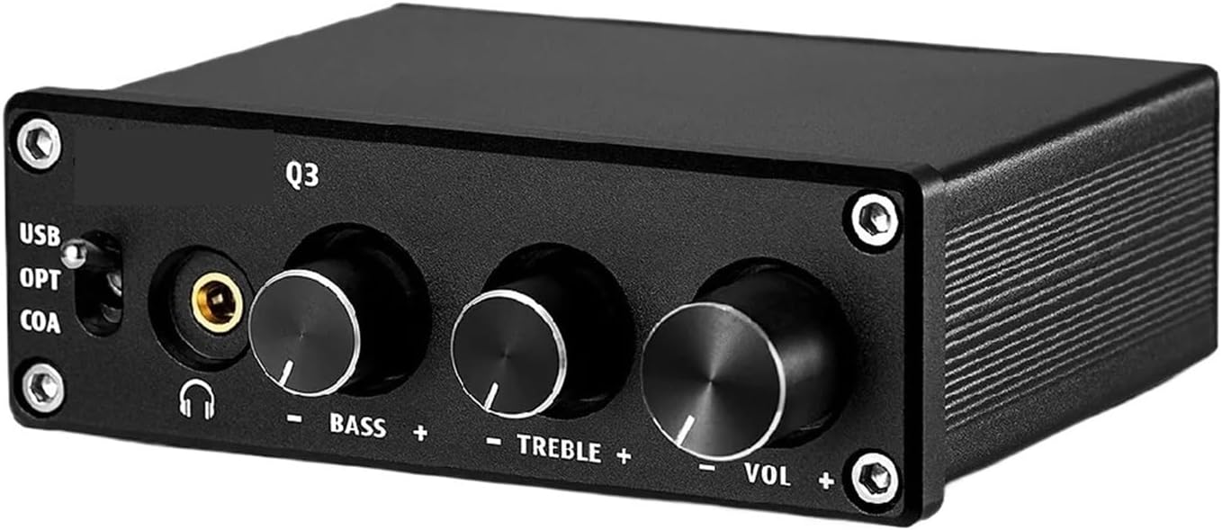 USB DAC Mini Digital to Analog Converter Coax/Opt Headphone Amplifier with Treble Bass Control 192K