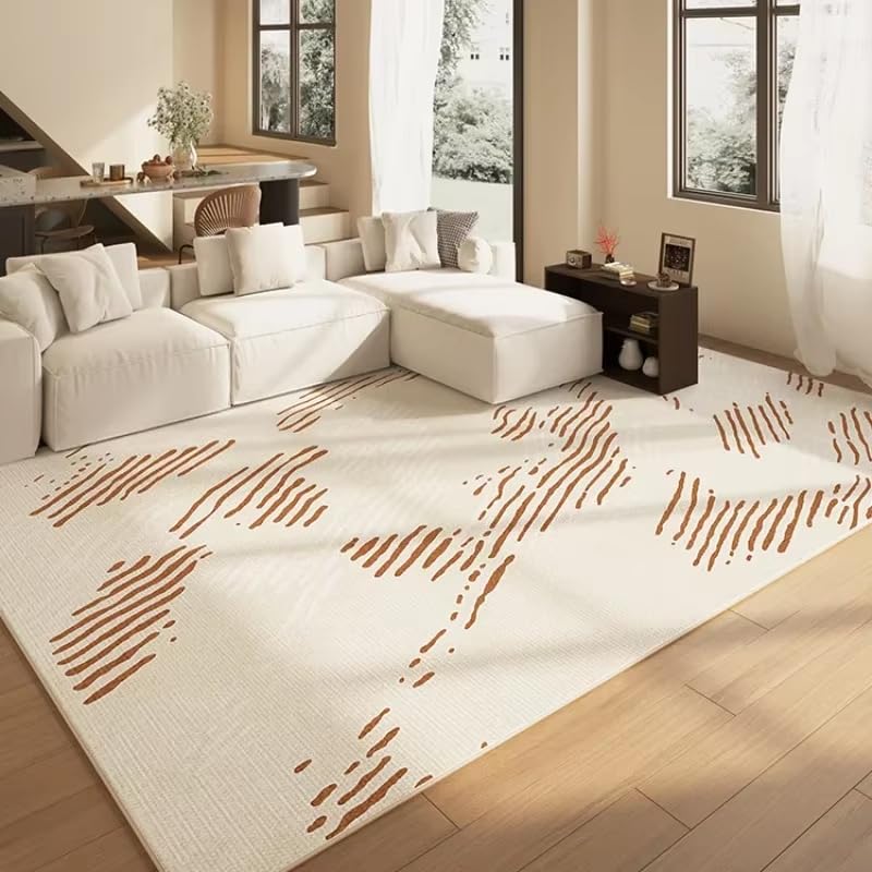 Tapis de chambre à coucher crème 240x240 déco salon chaleureuse