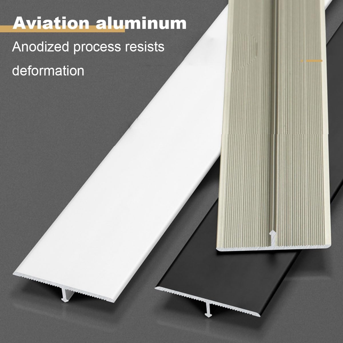 Moulure en T en aluminium – Bande de protection de sol sans couture de 60 mm pour carrelage, bois et stratifié – Barre de séparation de porte argentée et solution de bordure de protection (6,1 cm)