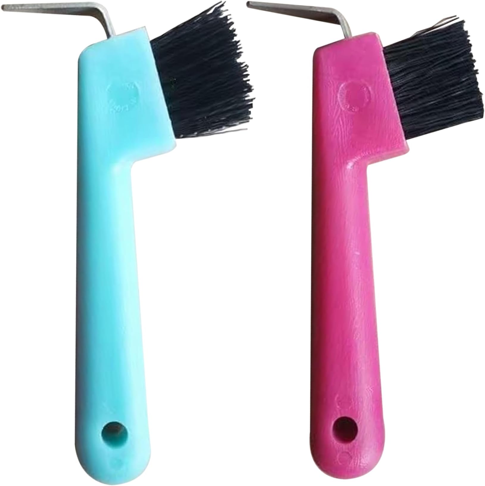 2 Pcs Sturdy Hoofpick Brush, Horse Hoof Pick Brush with Handle, Horseshoe Brush Horses Hoof Groove Cleaner for Horses, Donkey, Goat, Tires and Hiking Boots, Random Color