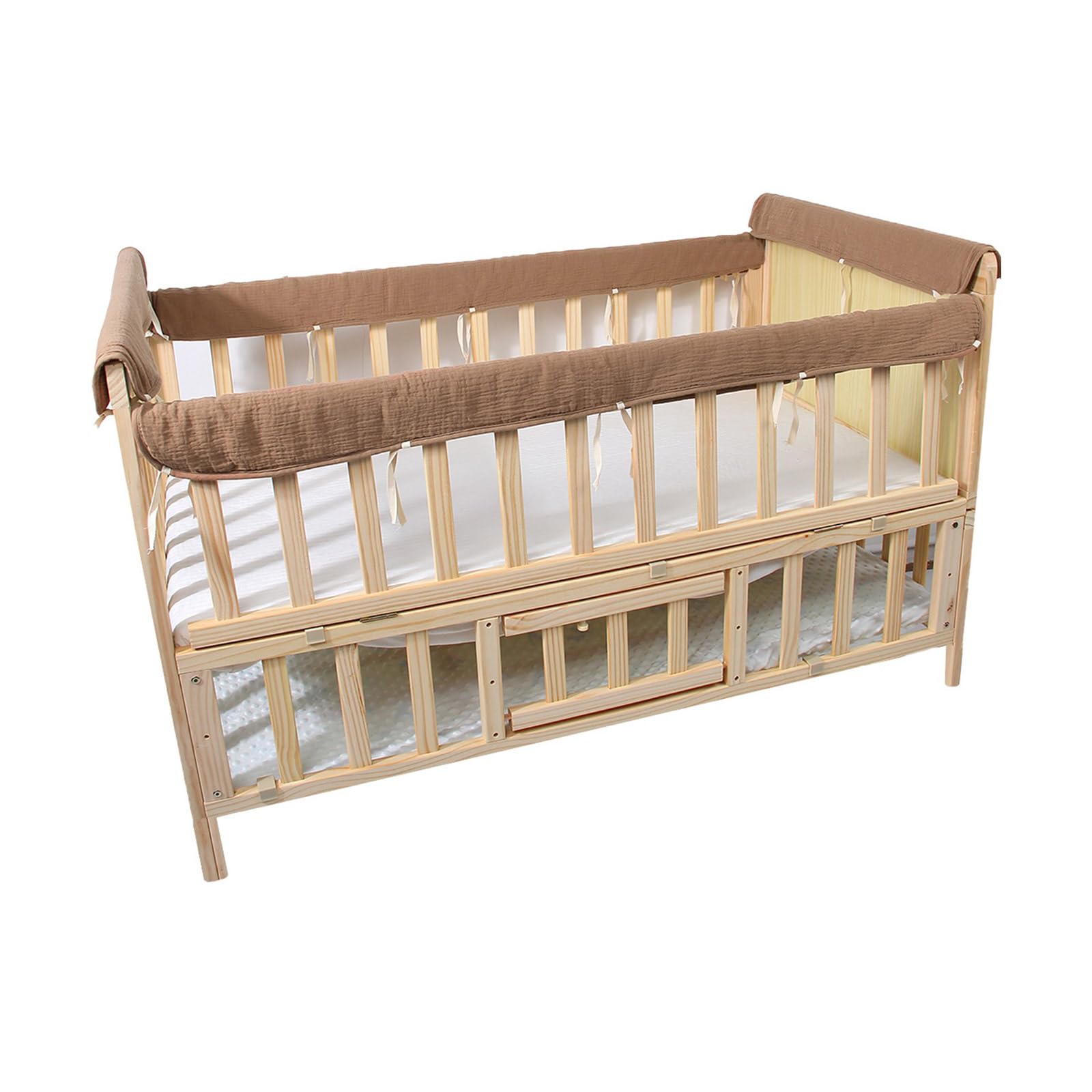 4 Pcs Breathable Crib Rail Cover Machine Washable Scratch and Bite Guard Bumper Pad Protector Strip Machine Washable Crib Guard