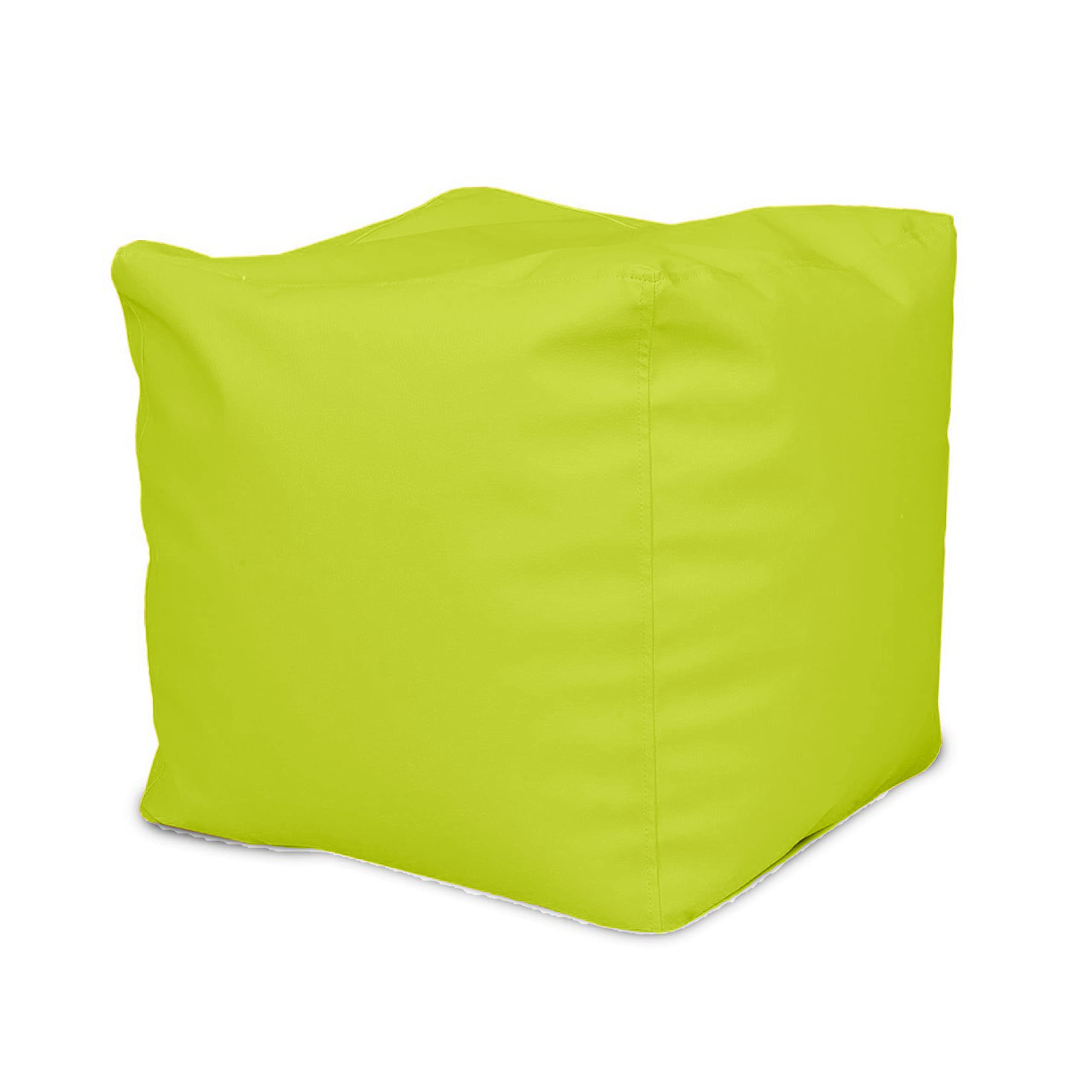 Ecopuf Cube L Pouf Poggiapiedi Quadrato in Ecopelle Pieno di Palline di Polistirolo - Puff 50x50cm