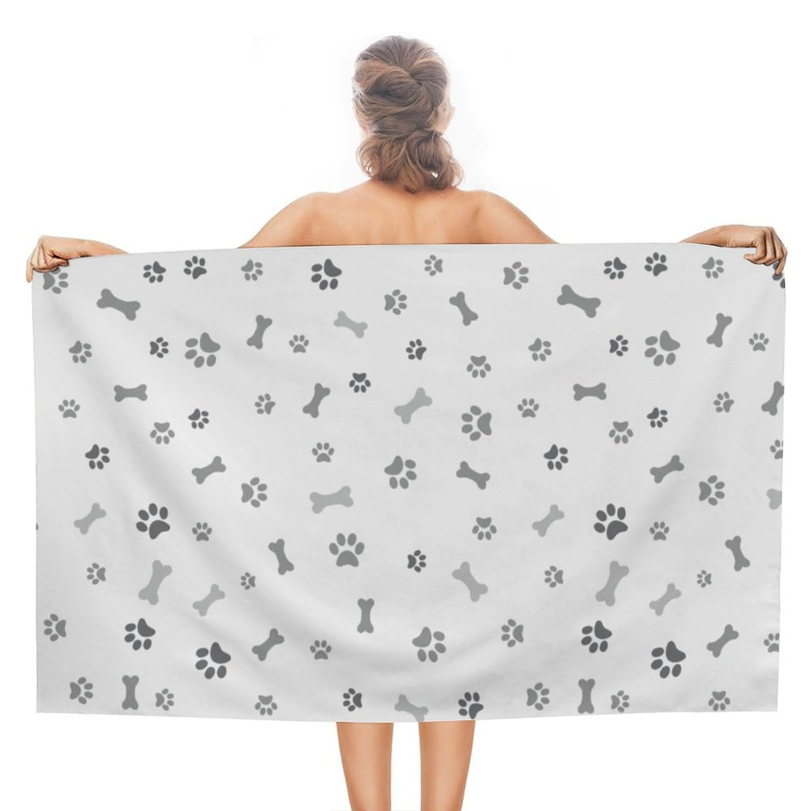 LWORZIIB Beach Towel, Dog Paw Dog Bone Bath Towel, Absorbent Towel for Swimming, Sports, Travel