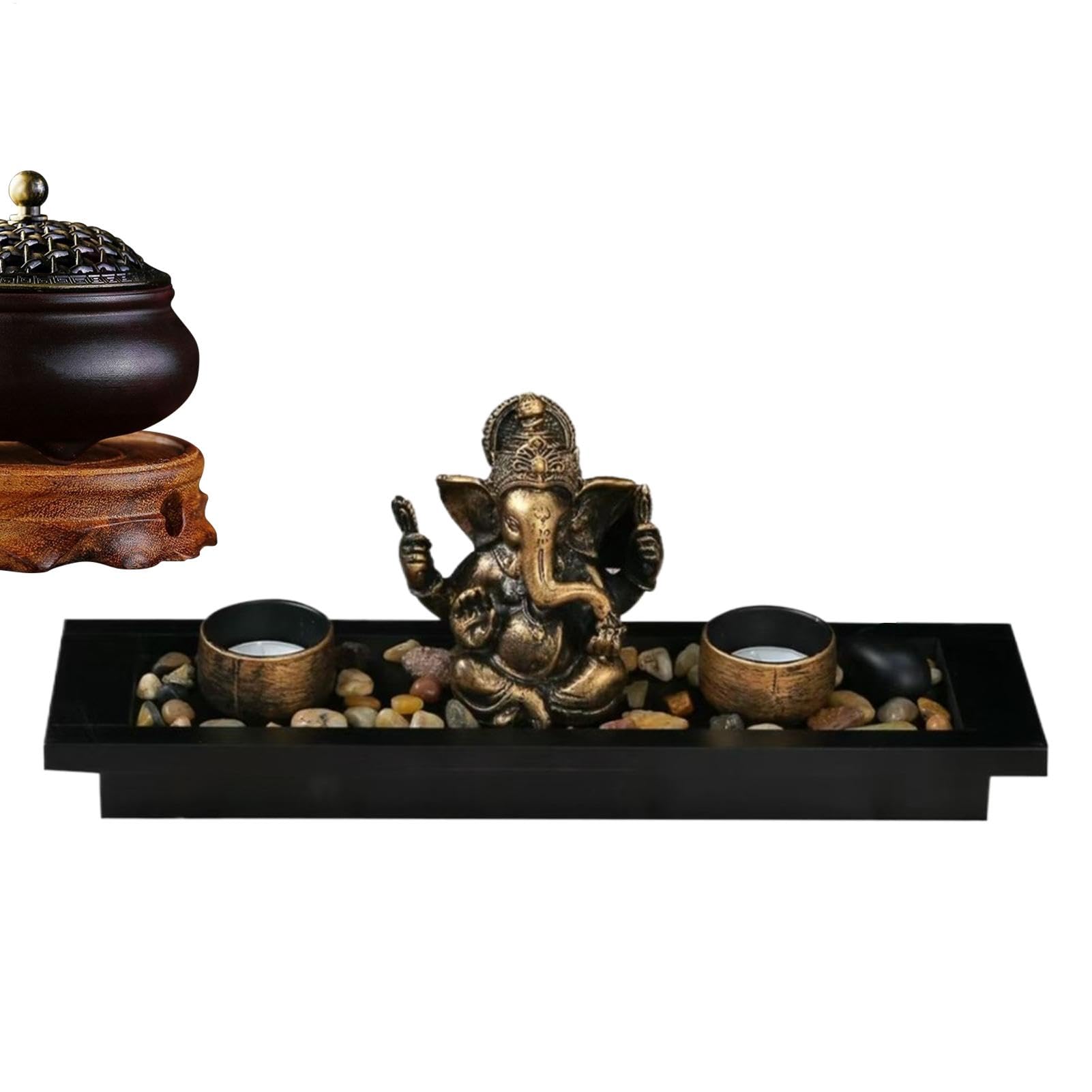 Coffret brûleur encens Ganesha et porte-bougie, le cadeau idéal pour crémaillère