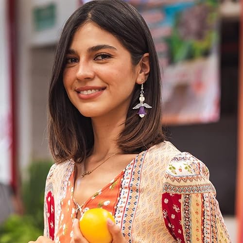 Miniatura 6 de FASHEWELRY 100 cuentas espaciadoras de ala de ángel de filigrana de plata antigua, cuentas de metal tibetano huecas de ala de hada, 0.276 x 1.260 in