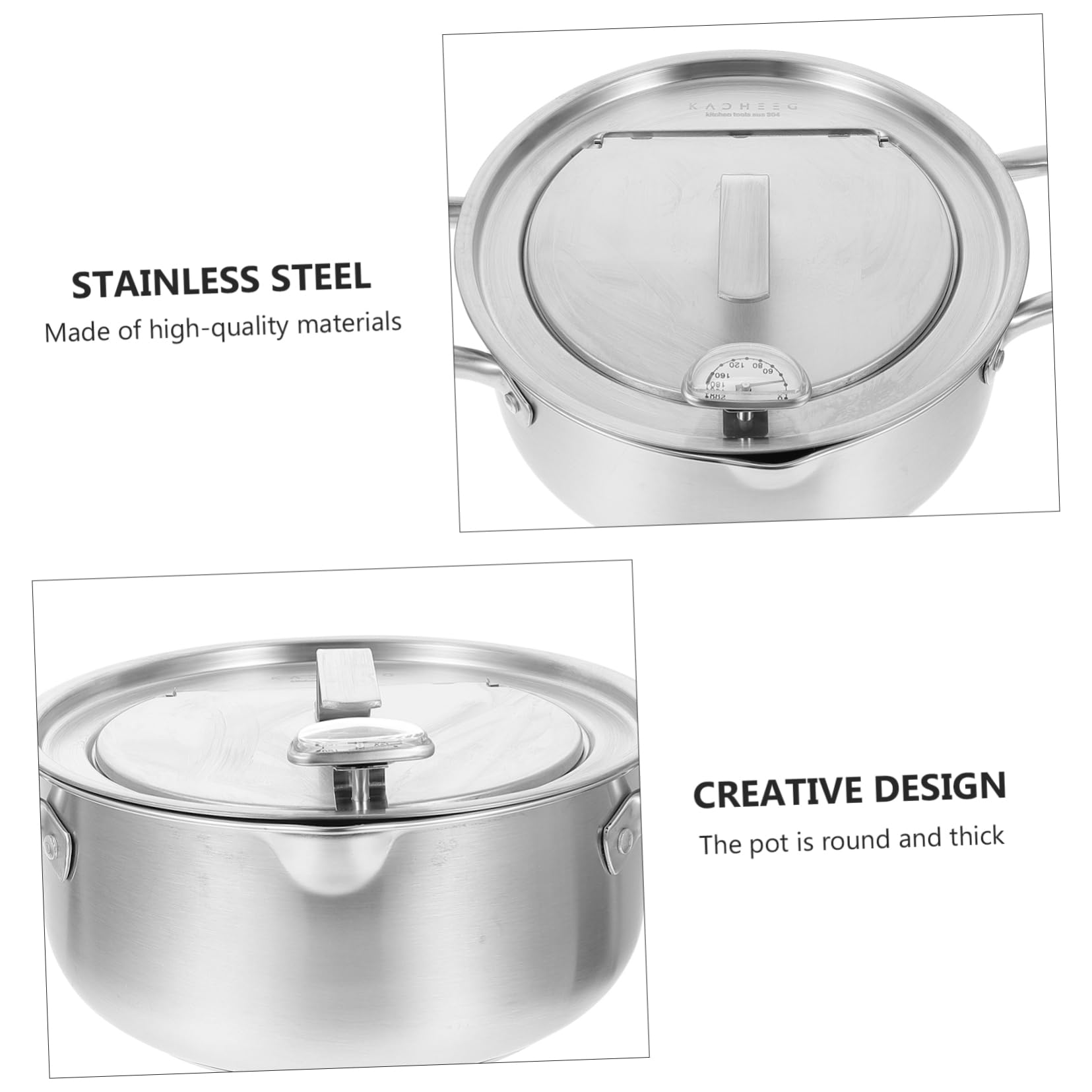 PRETYZOOM Frying Thermometer Included Deep Fryer Pan Compact with Temperature Control Steel Pot Non-stick Ideal for Restaurant