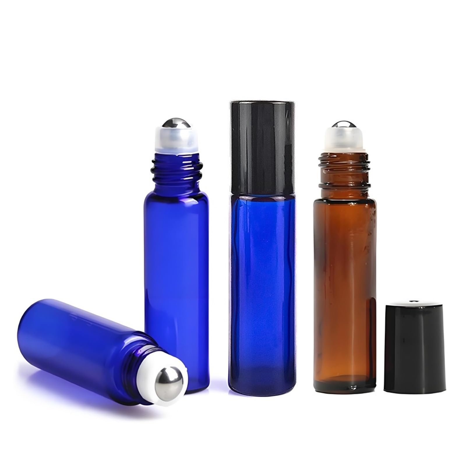 Roll On 10/20 pz 10 ml di Spessore Ambra Blu Vetro Roll On Bottiglia Rullo Cosmetico for Fiale di Olio Essenziale Con Sfera In Acciaio
