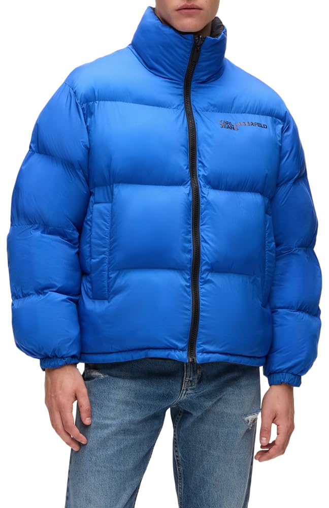 Karl Lagerfeld Jeans, Męskie, Dwustronna Pikowana Spodnie, Regular Fit, Niebieski, XXL