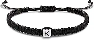 Initial Bracelets for Women Men Gifts for Her Teen Girl Best Friend Birthday Graduation Dainty Braided Bracelets Letter A-Z Charm Adjustable Link Mother's Day Jewelry Mom Christmas Gifts Valentine's Day Jewelry
