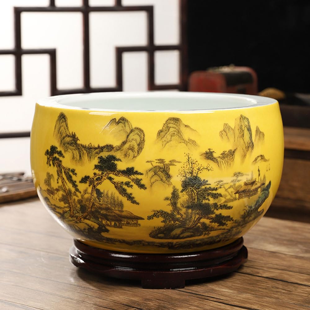 DFGHNBVC Flower Pots Succulent Platter Basin Hydroponic Plants Flowerpot Desktop Bowl Lotus Basin Chinese Pot Ceramic Daffodil Flowerpot Indoor Or Outdoor Decoration,D-28 * 17cm