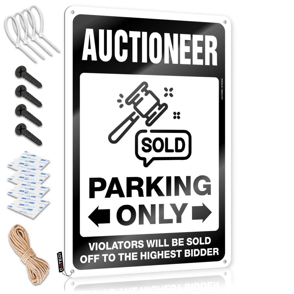Housewarming Gift, Tin Sign Funny Reusable Wall Decor, Boho Rustic Metal Tin Sign For Man Cave | Mount Holiday Gift Custom Auctioneer Parking Only(30X40CM)