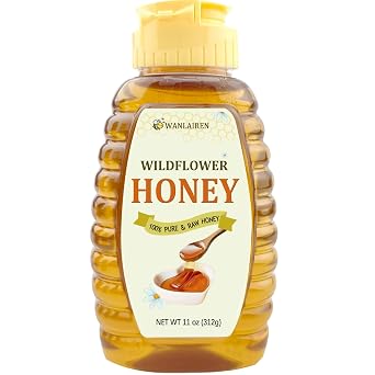 Wholesome Honey, Wildflower Honey-Raw & Pure, 11oz/312g, Natural Active Enzymes Surface, Aid Digestion, Ease Cough, Improve Sleep & Immunity | Crisp Sweetness | Delicate Floral Aroma, for Yogurt & Drink