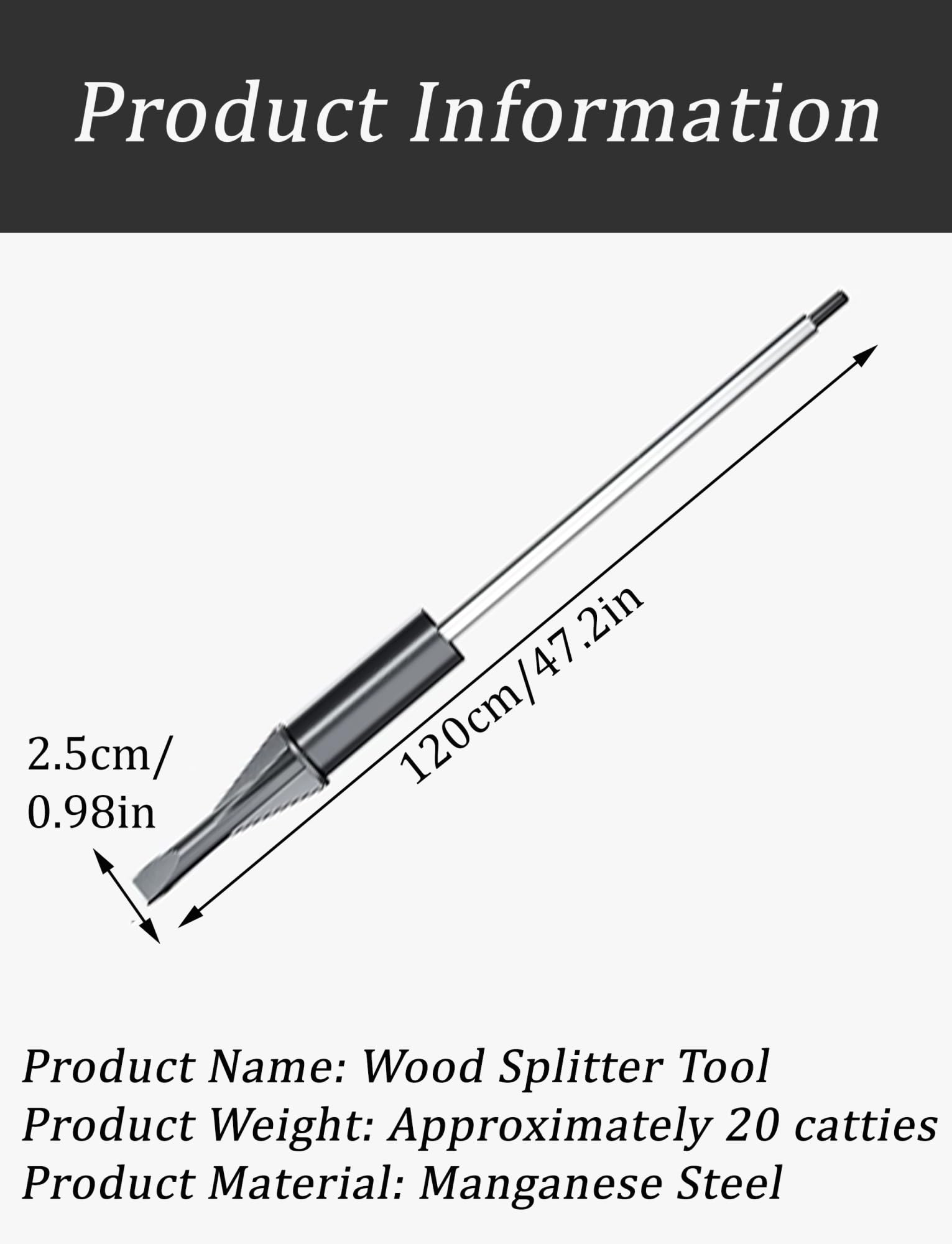 Fendeuse à bois manuelle portable robuste en acier au manganèse pour bois de chauffage, camping et utilisation en extérieur, coupe efficace pour la cheminée et la préparation du bois de chauffage
