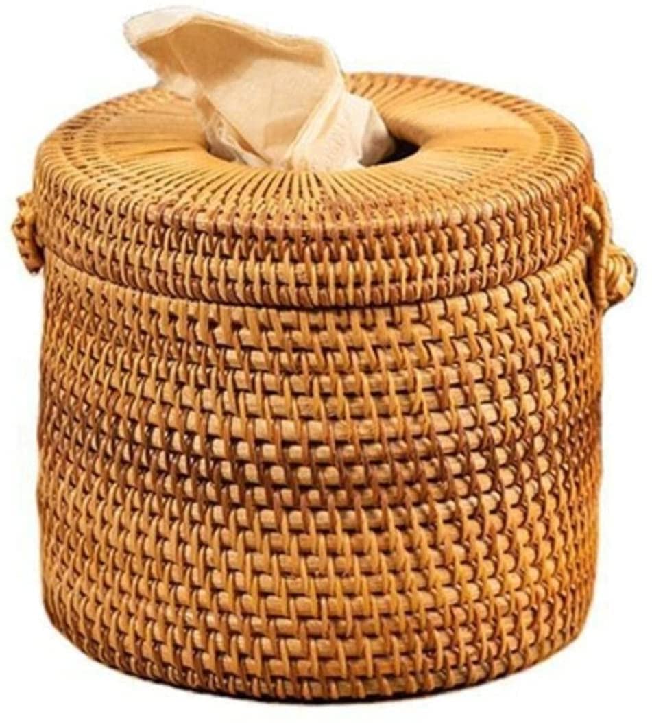 Tissue Holder Dispenser Tissue Box Round Rattan Vine Roll Holder Toilet Paper Cover Dispenserfor Home Home Decor