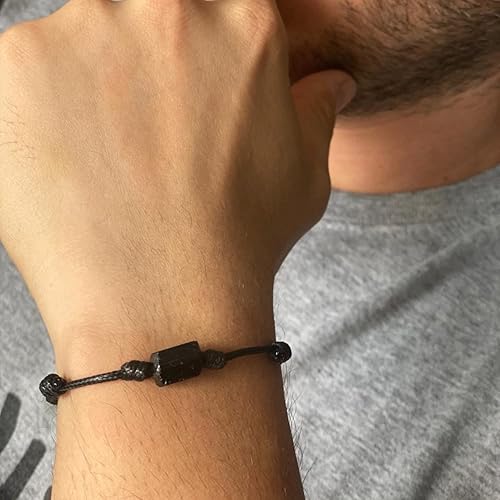 Miniatura 5 de Black Tourmaline Adjustable Cord Bracelet for Men and Women Protection Jewelry Good Luck (Black)