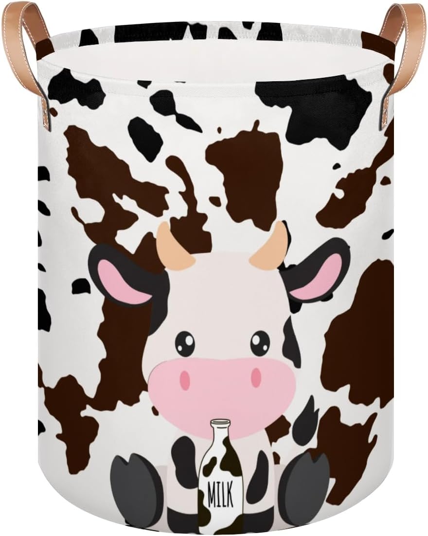 Laundry Basket,Cute Cow Collapsible Laundry Hamper,Cow Print Lightweight Storage Basket Bin Toy Organizer Dirty Clothes for Colleage Dorm Laundry Room Living Room Bedroom