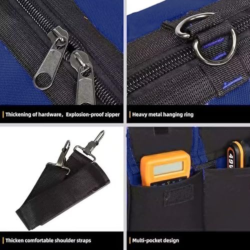 Miniatura 3 de Bolsa de herramientas inferior resistente de 20 pulgadas con boca ancha para almacenamiento de herramientas, portador y organizador, bolsa de