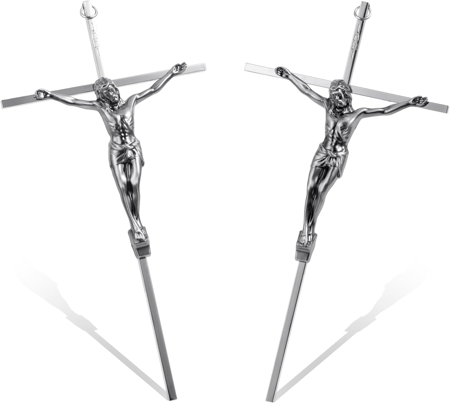 ALDENTA Crucifix Wall Cross, Catholic Metal Cross for Wall, 10 Inch Silver Jesus Crucifix for Home Decor