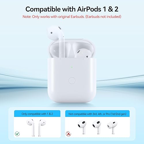 Miniatura 2 de Funda de carga inalámbrica compatible con AirPod de 2 y 1 generación, funda de cargador Air Pod 2 1 de repuesto con botón de sincronización de
