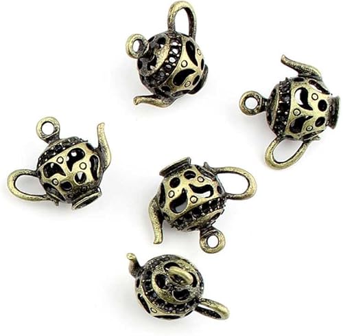 Colgantes de bronce antiguo para hacer joyas FL3245, tetera hueca, manualidades, suministros de reparación