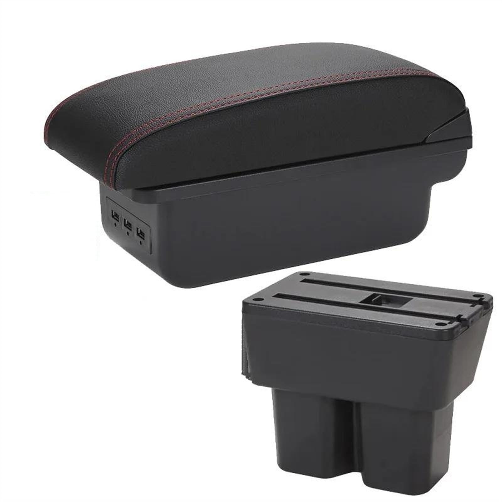 NOHEEU Car Armrest Box 2018-2024 Retrofit Parts Storage Interior Details Accessories For Jimny JB74(B1 Black red 3USB)