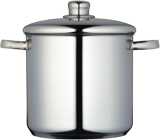 MasterClass MCSTPOT20 Induction-Safe Stainless Steel Stock Pot with Lid, 5.5 Litre, Silver