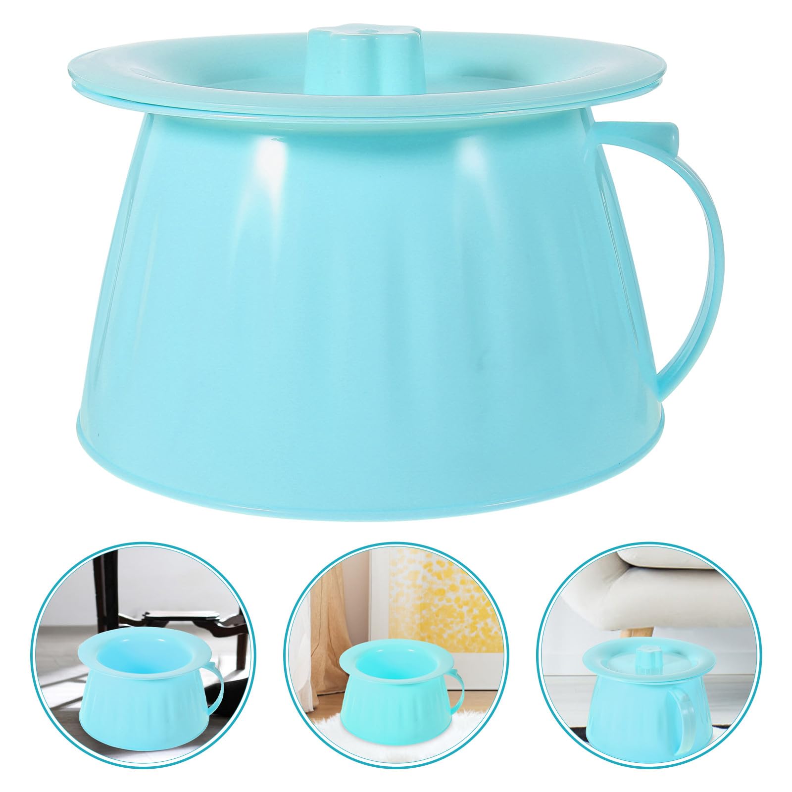 Vaso da Notte Portatile Blu in Pp Base Piatta e Superficie Liscia, Facile da Lavare, per Anziani e Donne in Gravidanza, Comodità in Camera da Letto