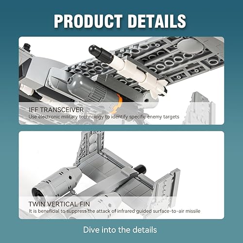 Miniatura 5 de DAHONPA A10 Warthog Attack Plane Military Series Juego de ladrillos de construcción (900 piezas) de combate de la Fuerza Aérea, juguete de bloques