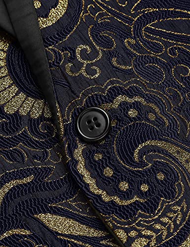 COOFANDY Men's Floral Dress Suit Luxury Embroidered Wedding Blazer Dinner Tuxedo Jacket for Party, Royal Blue, X-Large - Image 5