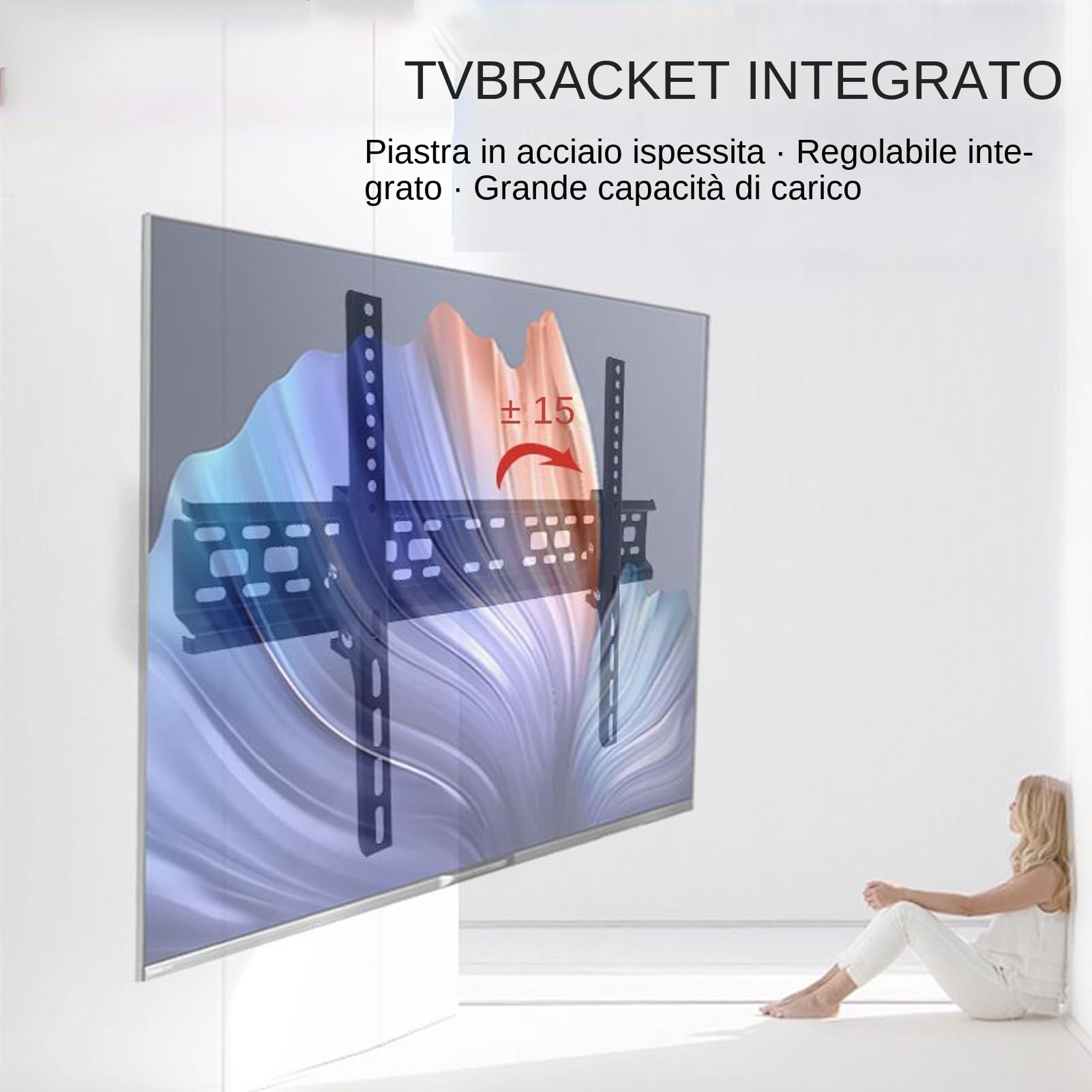 Supporto TV a Parete Supporto Regolabile con Alzo per TV a Parete | Installazione Livellabile per Schermi e – Ideale per Casa, Camera da e Hotel