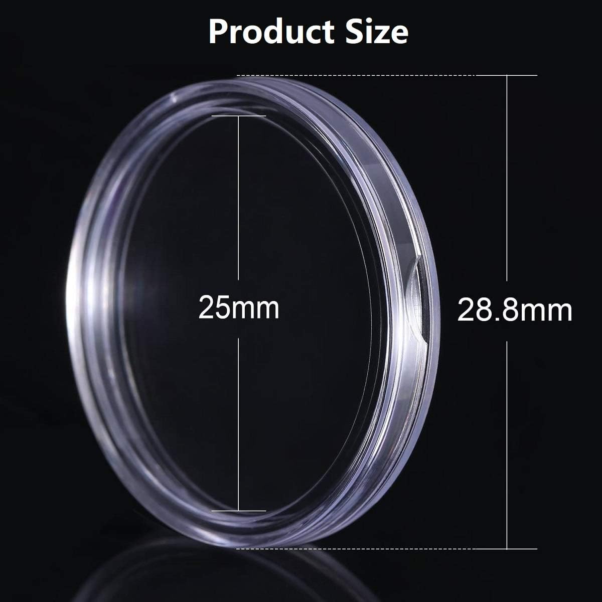 100 Pcs 25 mm Coin Capsules Round Plastic Coin Holder Case with Storage Case for Coin Collection Supplies : Office Products