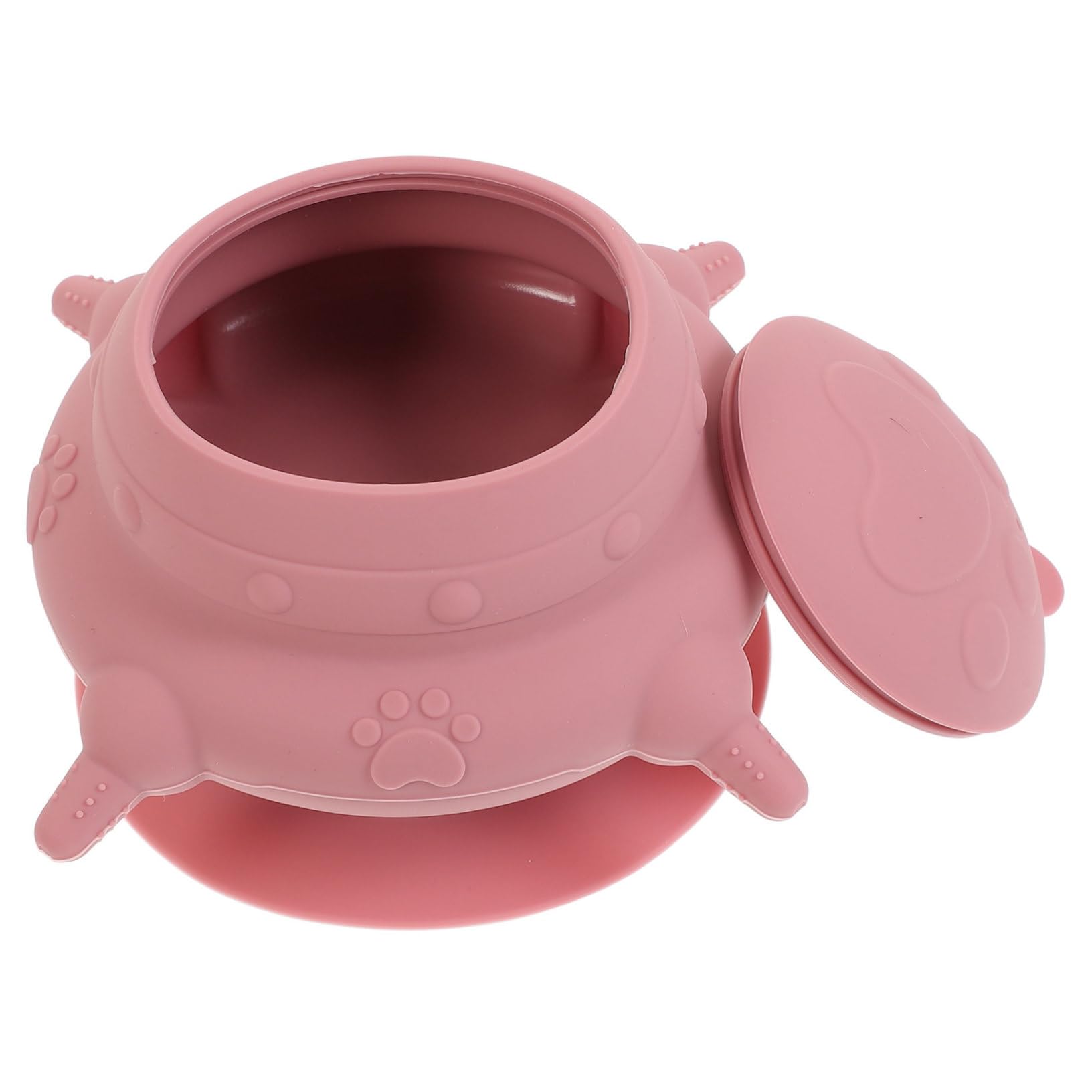 COSMEVIVI Silicone Puppy Feeding Bowl Dog Bowl with Raised Base Suction Cup Pink 1 Set