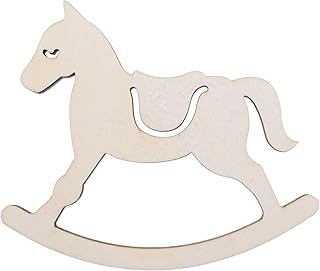 Unfinished Wooden Rocking Horse Shape Cutout DIY Craft 4.4 Inches