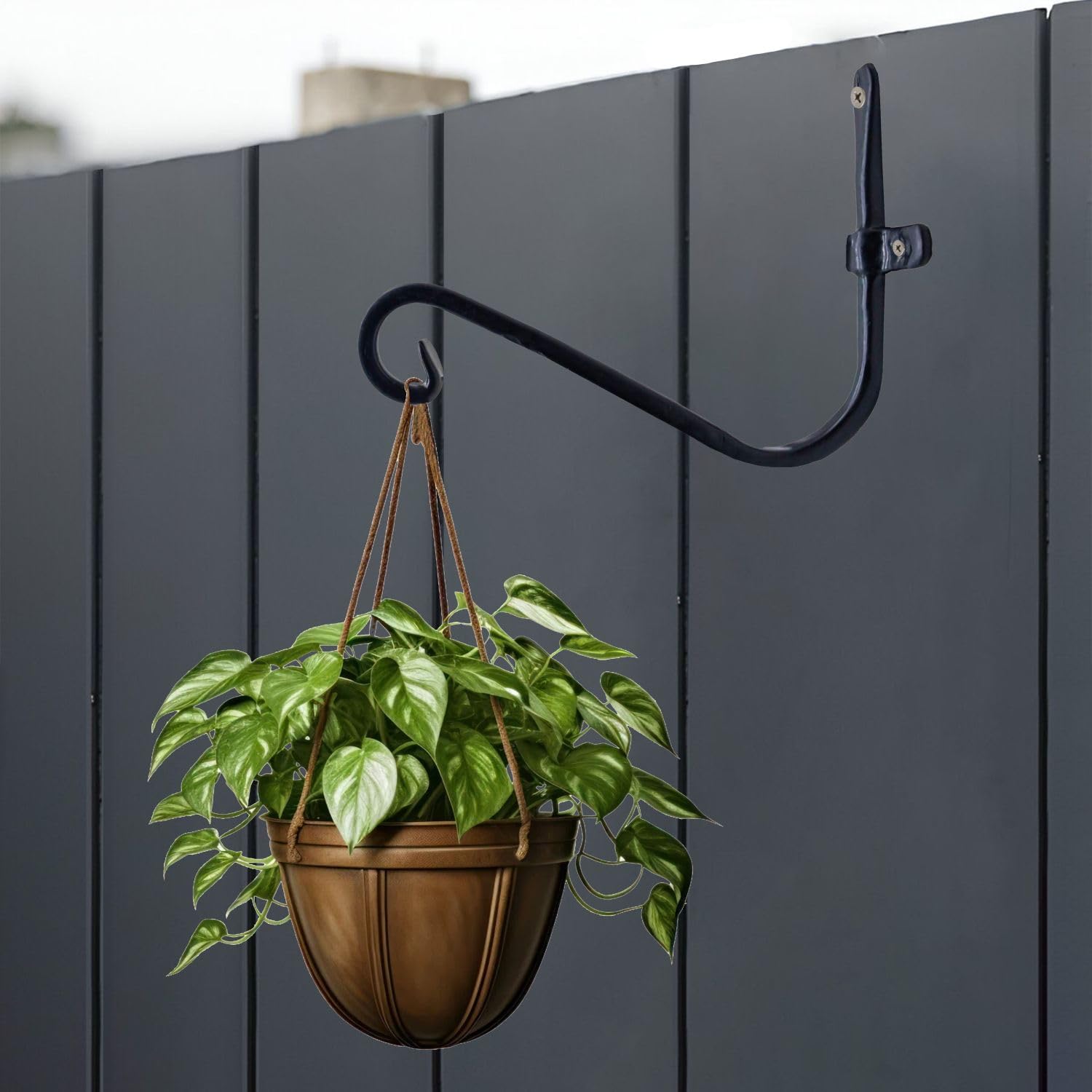 GARDEN DECO 10 INCH Metal Wall Hook for Hanging Plants and Plant Stand, Lanterns, Wind Chimes, Bird Feeders, Ornaments String Lights (Set of 6 Pcs, Black)-image-26