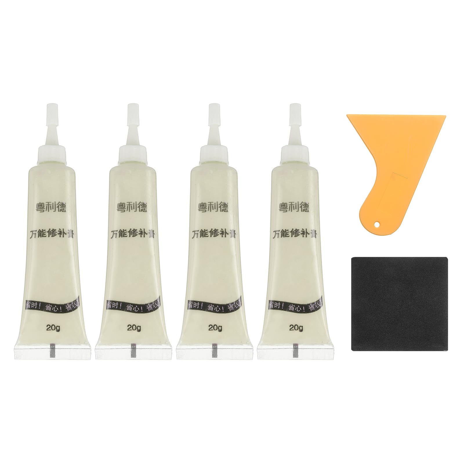 sourcing map Wood Repair Kit, 4 Pcs Touch Up Filler Wood with Scraper Sandpaper for Scratches Holes Crack Tables Desks Wooden Floors Repair Cover Ups, Grey Oak