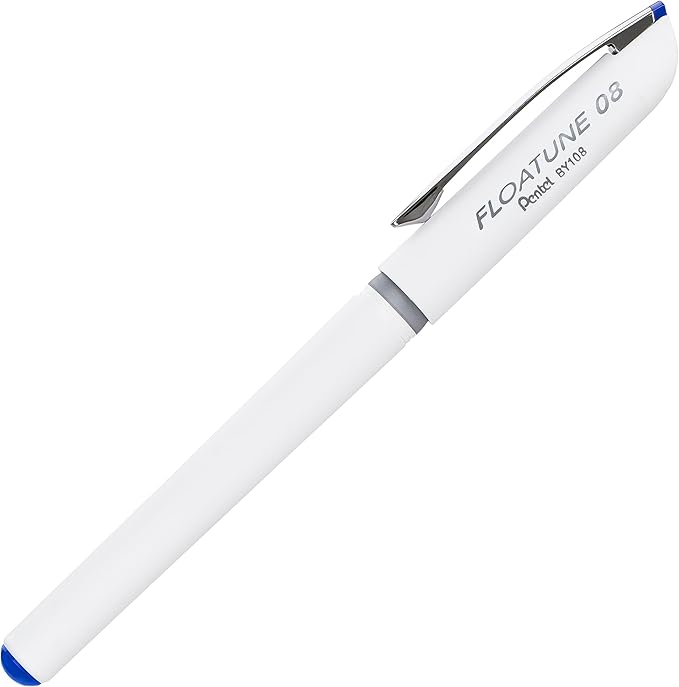 Pentel Floatune Ultra Smooth Writing Rollerball Pen, Everyday Writing, Office Supplies, School Supplies, 0.8mm Bold Point, Blue Ink, BY108-C, Box of 12