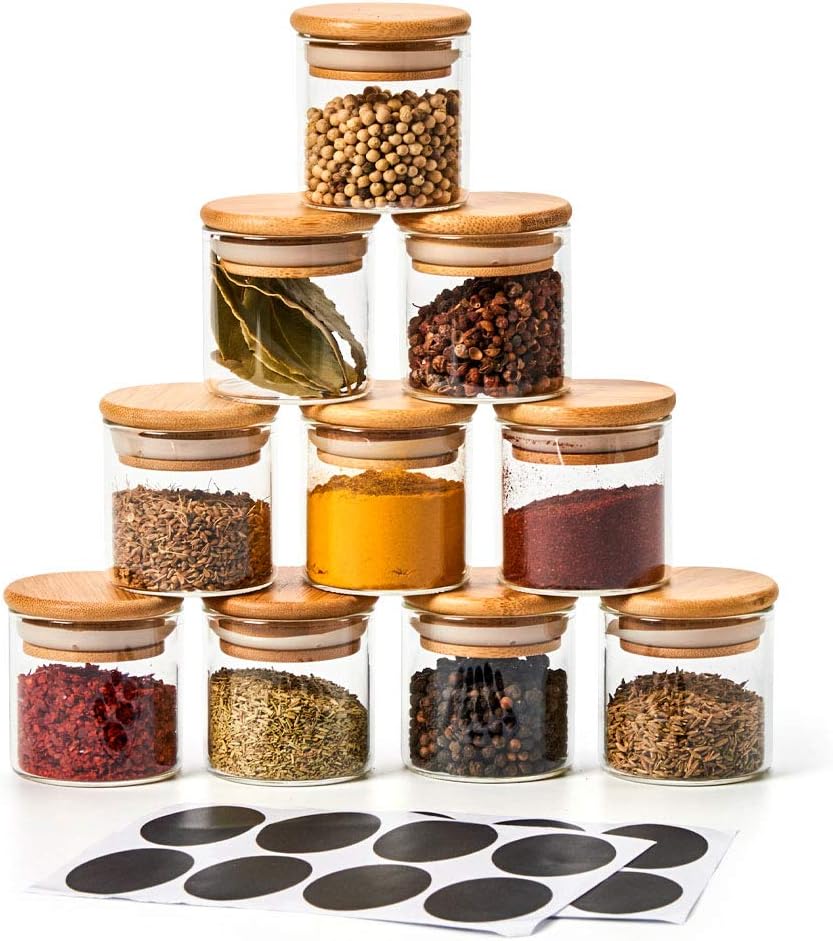 Lot De 12 Bocaux à épices En Verre - 150 Ml Chacun, Avec Couvercles étanches Et étiquettes | Rangement Cuisine Pratique Pour épices, Herbes, Thé | Lavable Au Lave-vaisselle