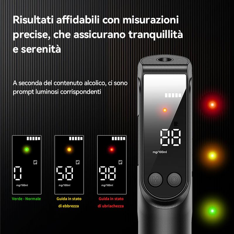 ZBK Bezdotykowy tester alkoholu, precyzyjny alkomat z dużym ekranem HD, wskaźnik świetlny LED, funkcja latarki, analizator oddechu do użytku osobistego lub w miejscu pracy