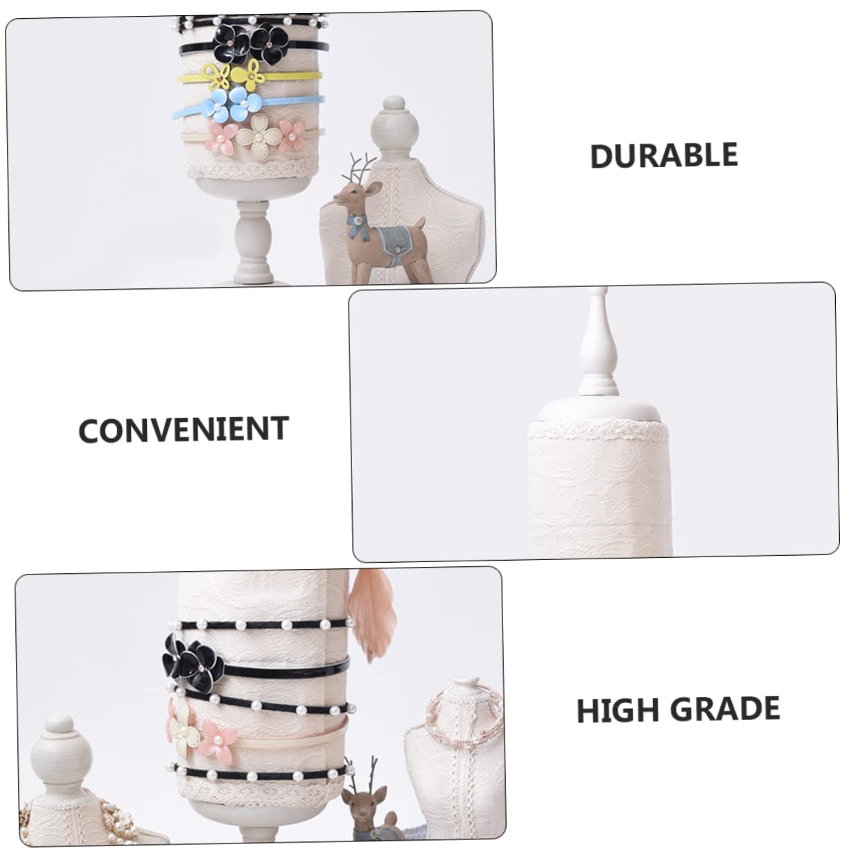 minkissy Soporte Vertical Para Diademas y Accesorios De Cabello Organizador Elegante De Encaje Para Tocados Exhibidor De Joyería Para Mesa De Maquillaje y Ferias