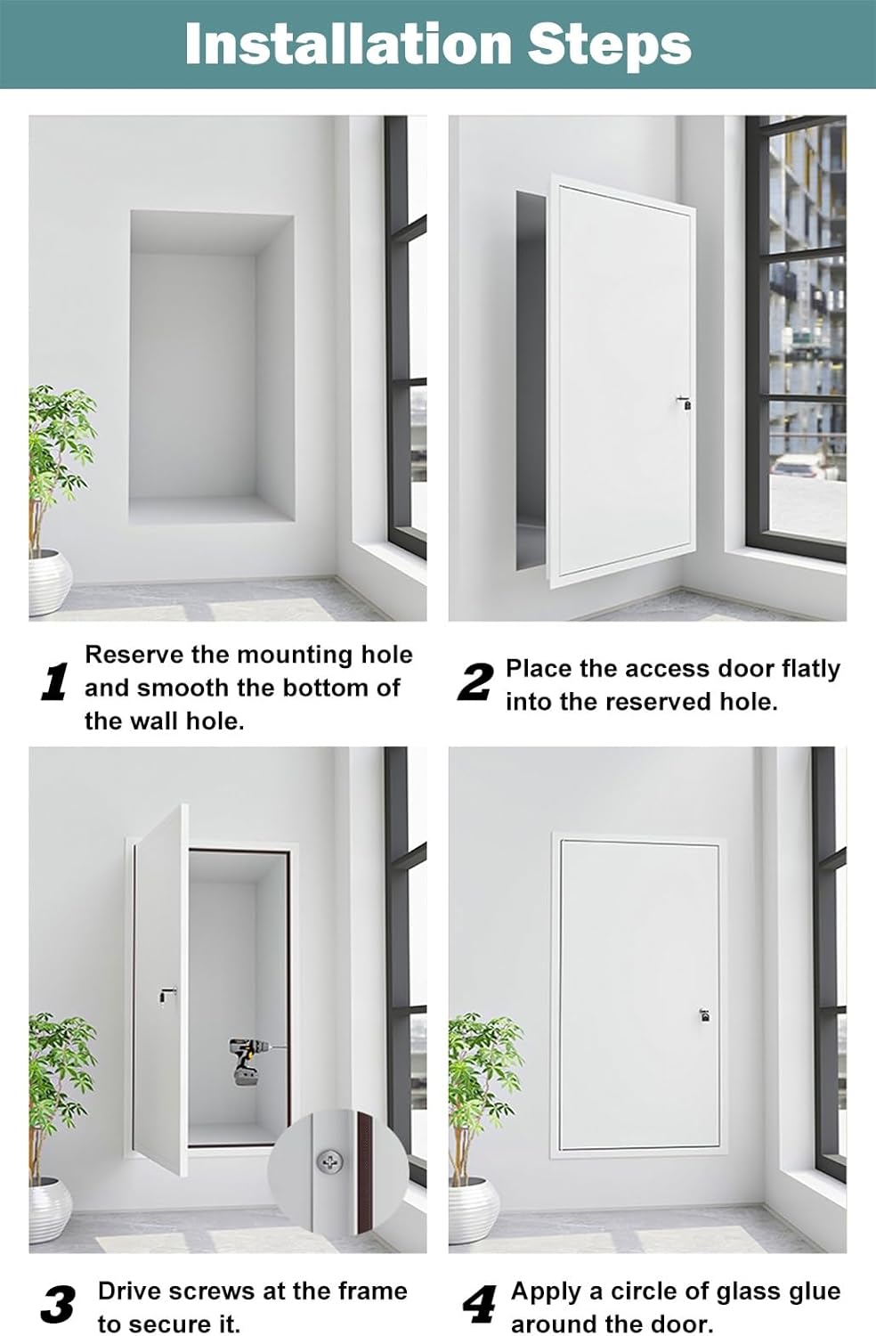 Lockable White Access Panel - Secure Wall Inspection Door Hatch (80x110cm) for Easy Maintenance, Sizes 400x400 to 800x800, Ideal for Home and Commercial Use