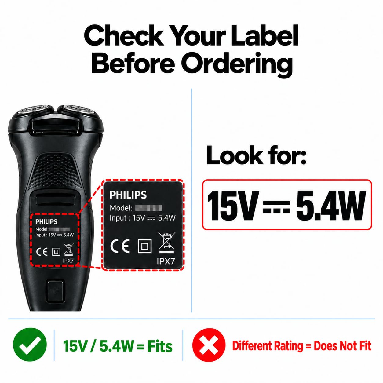Superer 15V Charger for Philips Norelco Shavers -2