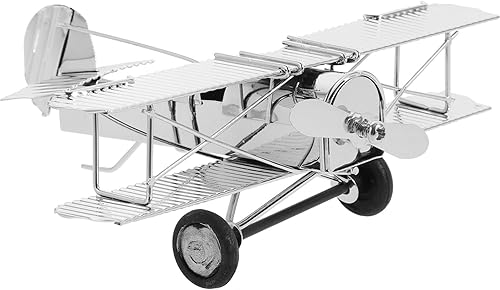 HOMSFOU Retro Hierro Aviones Artesanía Vintage Biplano Modelo de Avión de Hierro Forjado Aviones Juguete Decoración de Escritorio Accesorios de