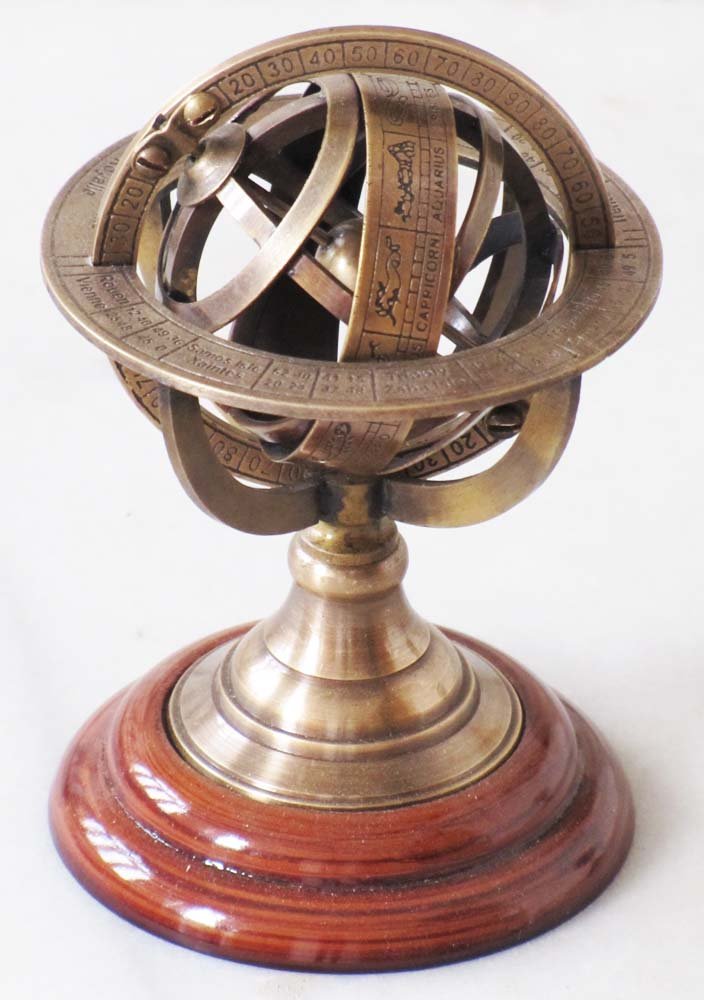 Shiv Shakti Enterprises Nautical Collectible Home Decor Brass Zodiac Globe Table Top 5" Armillary Sphere