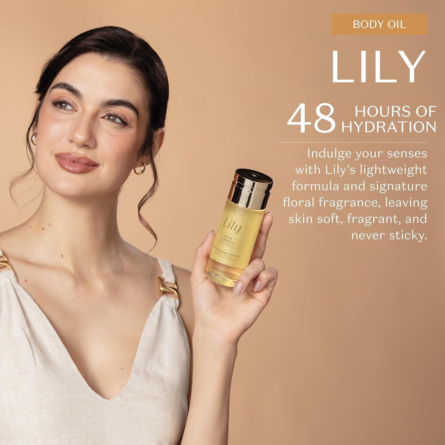 O Boticário Lily - Set regalo con profumo e cura della pelle, con 2 prodotti, crema idratante per il corpo da 250 g e olio per il corpo profumato da 150 ml