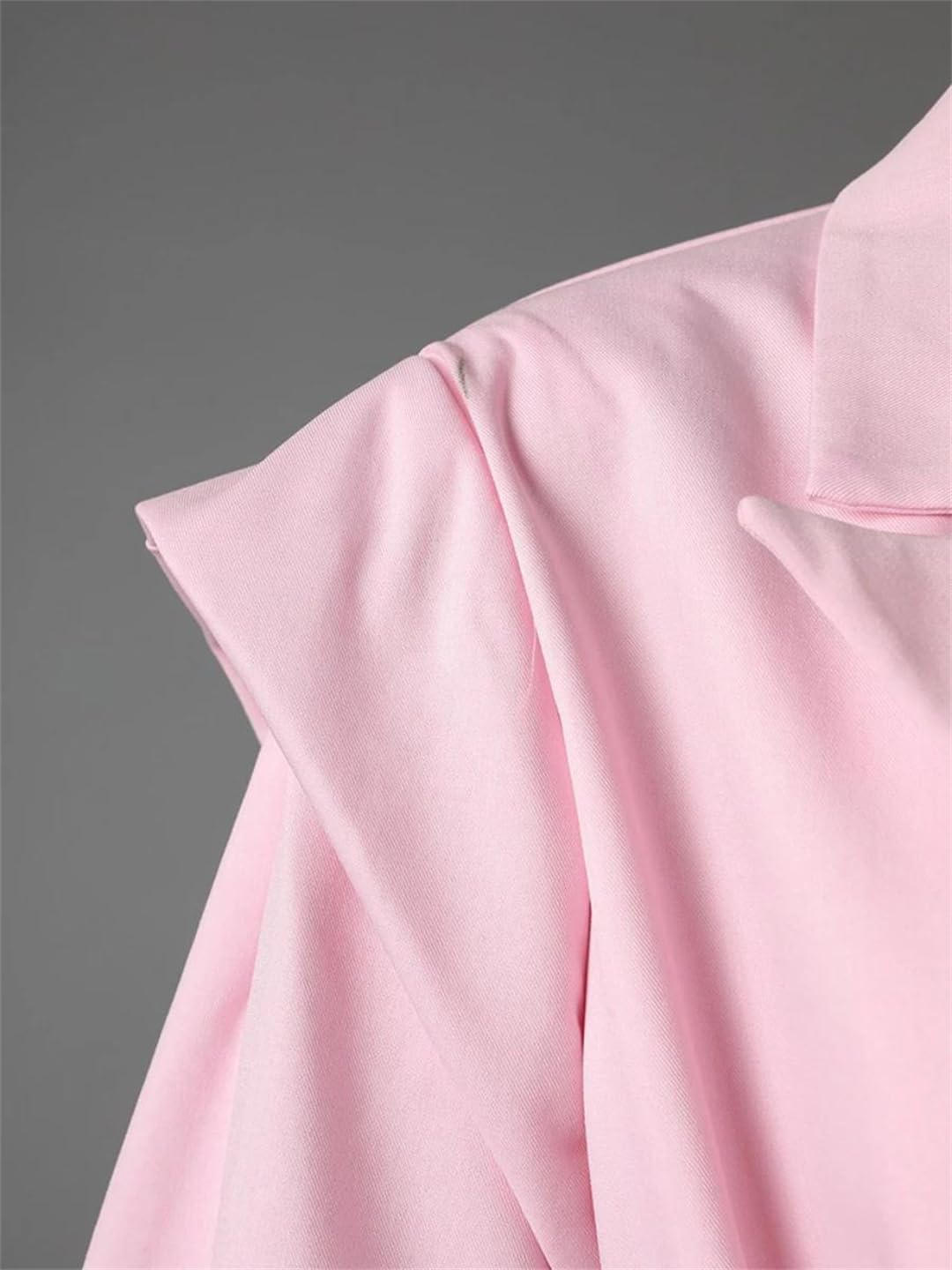 Women Solid Spliced Single Button Blazer Jacket Notched Collar Long Sleeve Patchwork Lace Up Office Coat