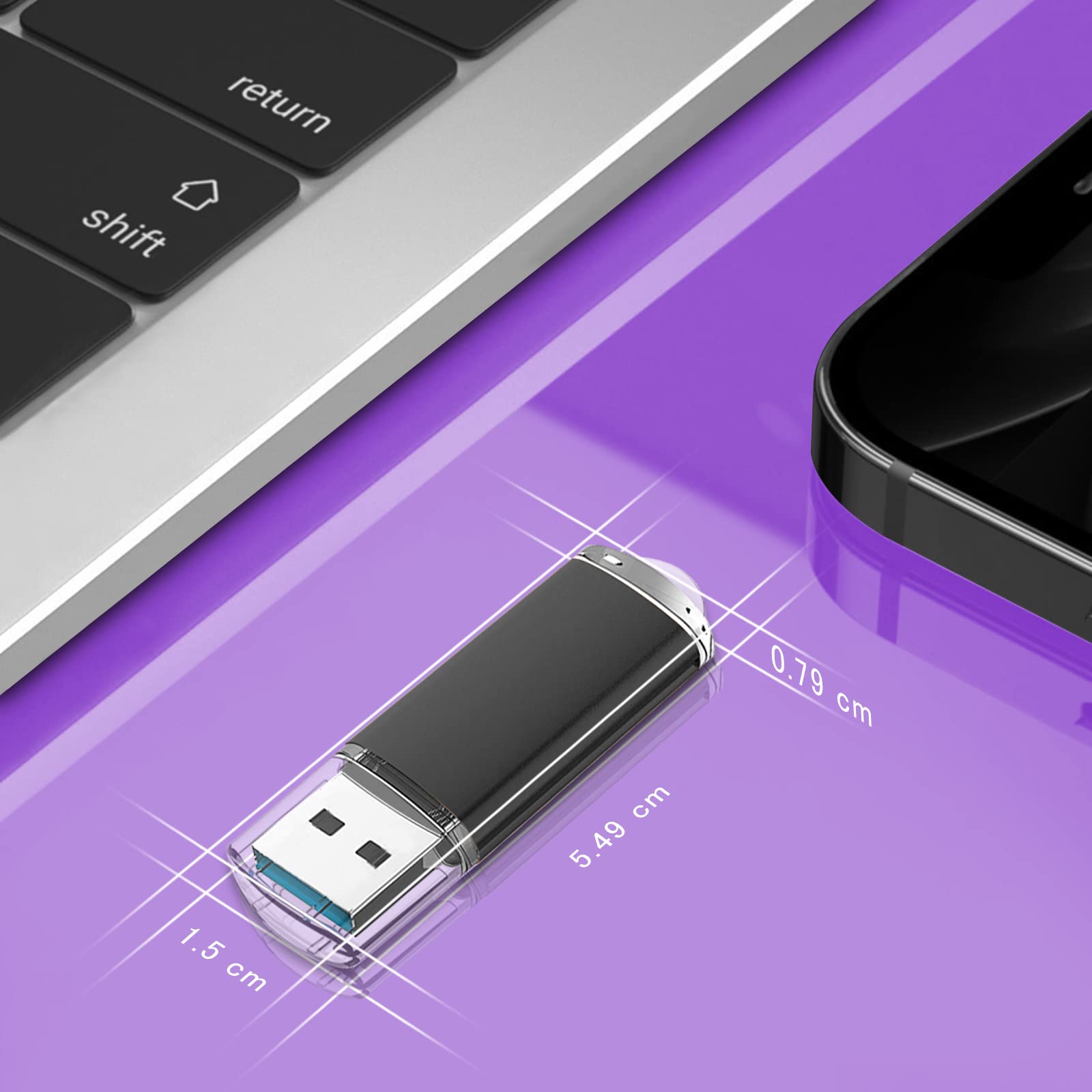 EASTBULL USBメモリ 4GB 5個セット フラッシュメモリー USB2.0 フラッシュドライブ キャップ式 防塵性能優れ ストラップ付き LEDライト付き (4GB 5色) - 4